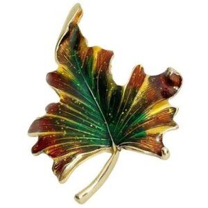 Monet Colorful Autumn Leaf Brooch pin 2 7/8”